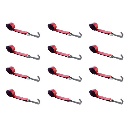 Tie 4 Safe 2" x 10' Lasso Strap w/ Mini J Hook for Towing Wrecker Trailer Tie Down, 12PK TWS65-5210-J-R-12